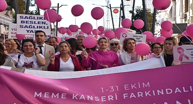 Menemenli kadınlardan pembe yürüyüş!